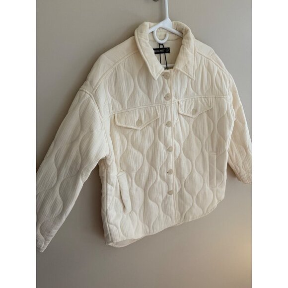 BLANK(NYC) NWT Easy Goin' Quilted Shacket Jacket Off White Size Medium - Picture 4 of 13